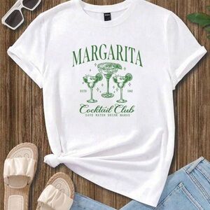 White and Green Margarita Cocktail Club Graphic Tee - Plus Size